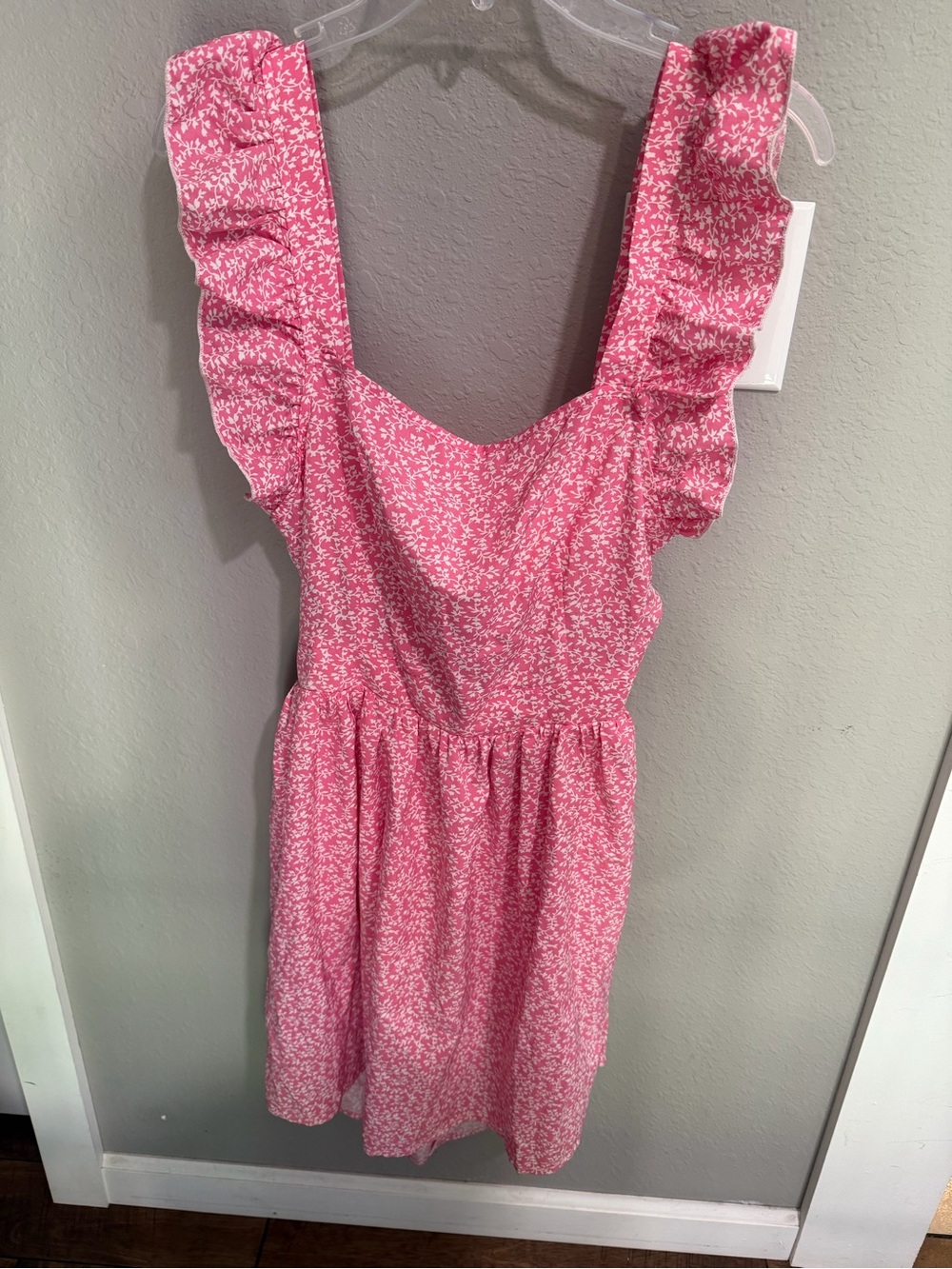 SHEIN Pink Floral Ruffle-Strap Dress